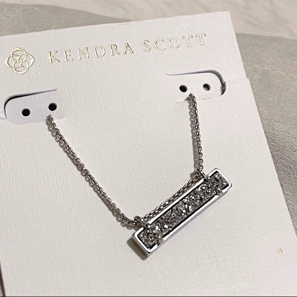 Kendra Scott Silver Druzy bar Necklace